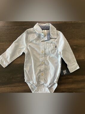 Baby | Light Blue Corduroy Button-Front Shirt Bodysuit